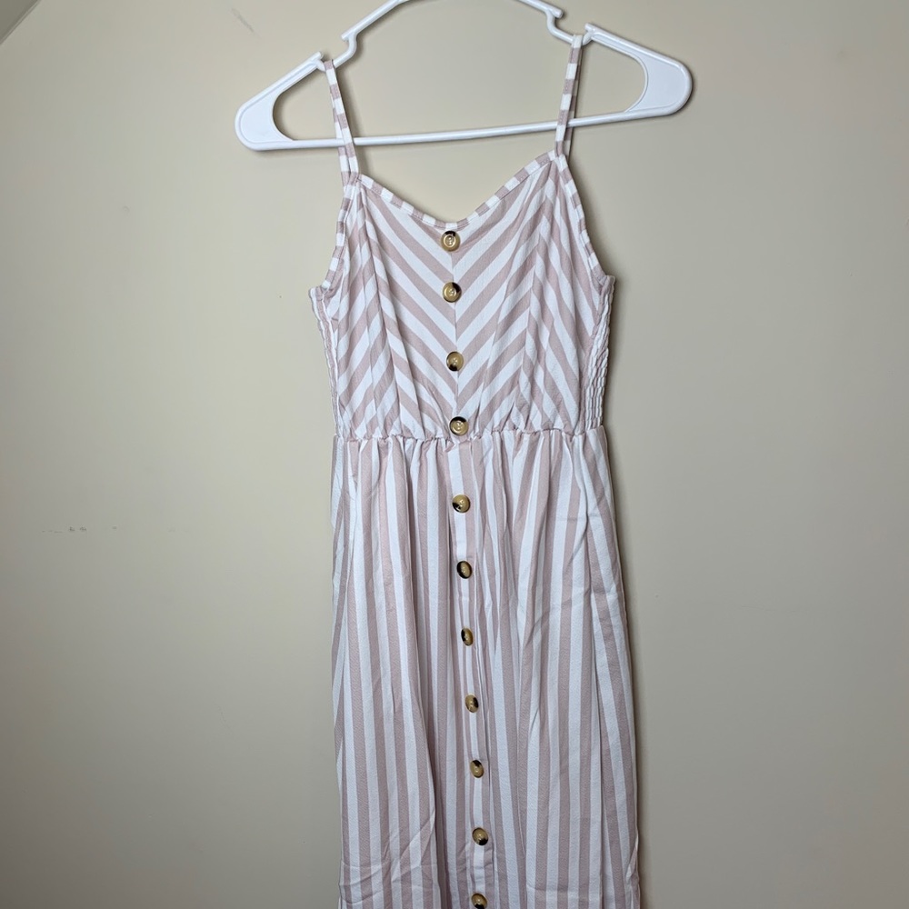 LAST 1! SMALL Striped coffee summer dress - Picture 2 of 12